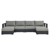 Aspen 4-Piece Outdoor Patio Powder-Coated Aluminum Sectional Sofa Set in Gray Gray