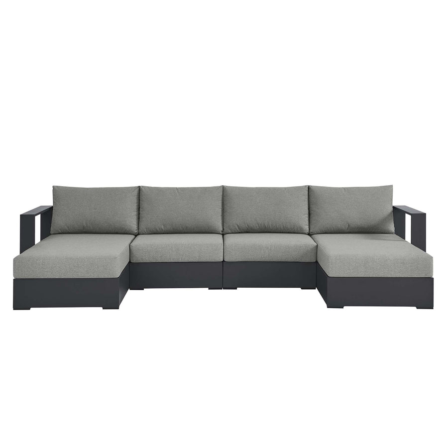 Aspen 4-Piece Outdoor Patio Powder-Coated Aluminum Sectional Sofa Set in Gray Gray