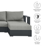 Aspen 4-Piece Outdoor Patio Powder-Coated Aluminum Sectional Sofa Set in Gray Gray
