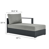 Aspen 4-Piece Outdoor Patio Powder-Coated Aluminum Sectional Sofa Set in Gray Gray