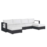 Aspen 4-Piece Outdoor Patio Powder-Coated Aluminum Sectional Sofa Set in Gray White