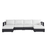 Aspen 4-Piece Outdoor Patio Powder-Coated Aluminum Sectional Sofa Set in Gray White