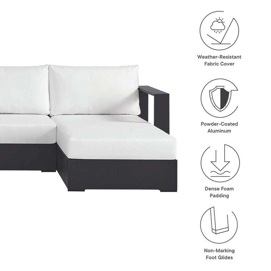 Aspen 4-Piece Outdoor Patio Powder-Coated Aluminum Sectional Sofa Set in Gray White