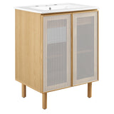Nash 24" Perforated Metal Bathroom Vanity in White Oak
