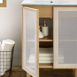 Nash 24" Perforated Metal Bathroom Vanity in White Oak