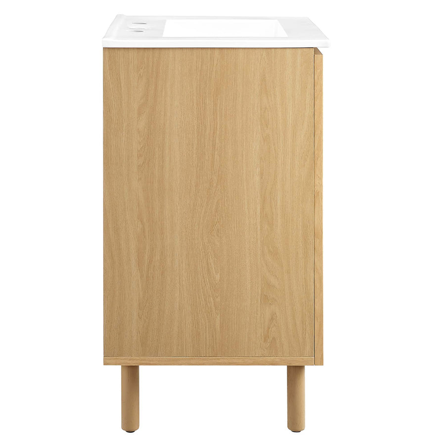 Nash 24" Perforated Metal Bathroom Vanity in White Oak