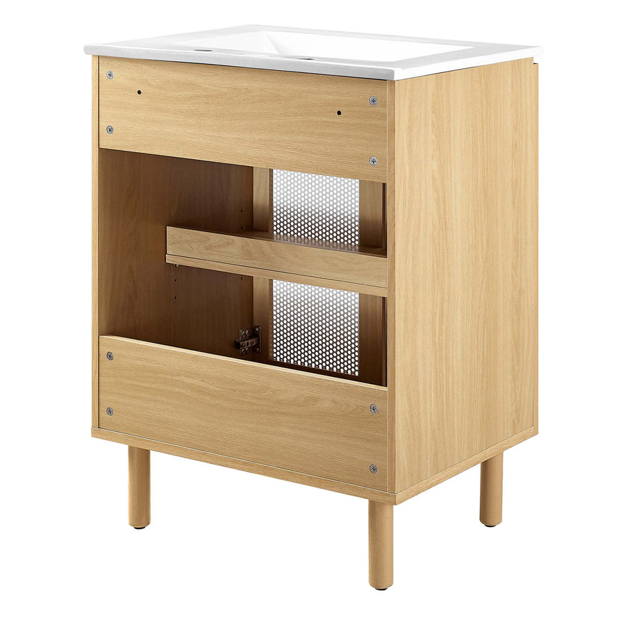 Nash 24" Perforated Metal Bathroom Vanity in White Oak