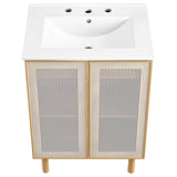 Nash 24" Perforated Metal Bathroom Vanity in White Oak