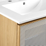 Nash 24" Perforated Metal Bathroom Vanity in White Oak