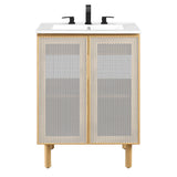 Nash 24" Perforated Metal Bathroom Vanity in White Oak