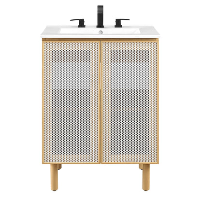Calla 24" Perforated Metal Bathroom Vanity by Furniture For America