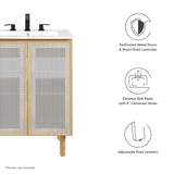 Nash 24" Perforated Metal Bathroom Vanity in White Oak