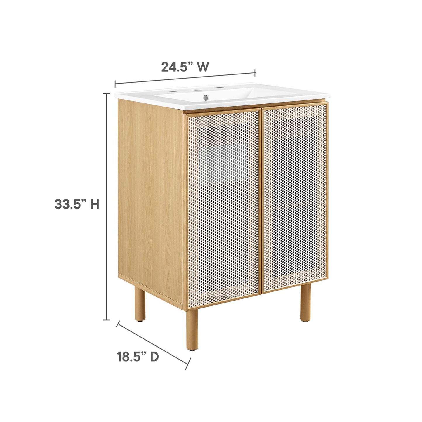 Calla 24" Perforated Metal Bathroom Vanity by Furniture For America
