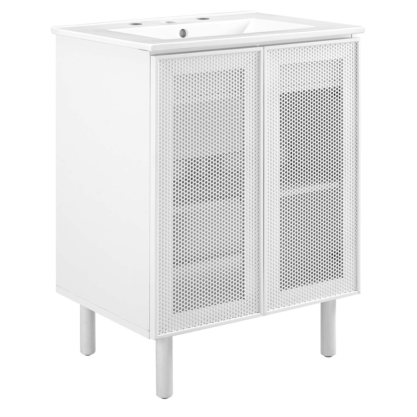Nash 24" Perforated Metal Bathroom Vanity in White White