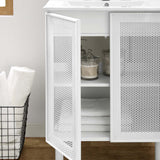 Nash 24" Perforated Metal Bathroom Vanity in White White