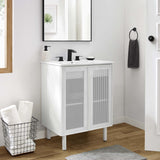 Nash 24" Perforated Metal Bathroom Vanity in White White