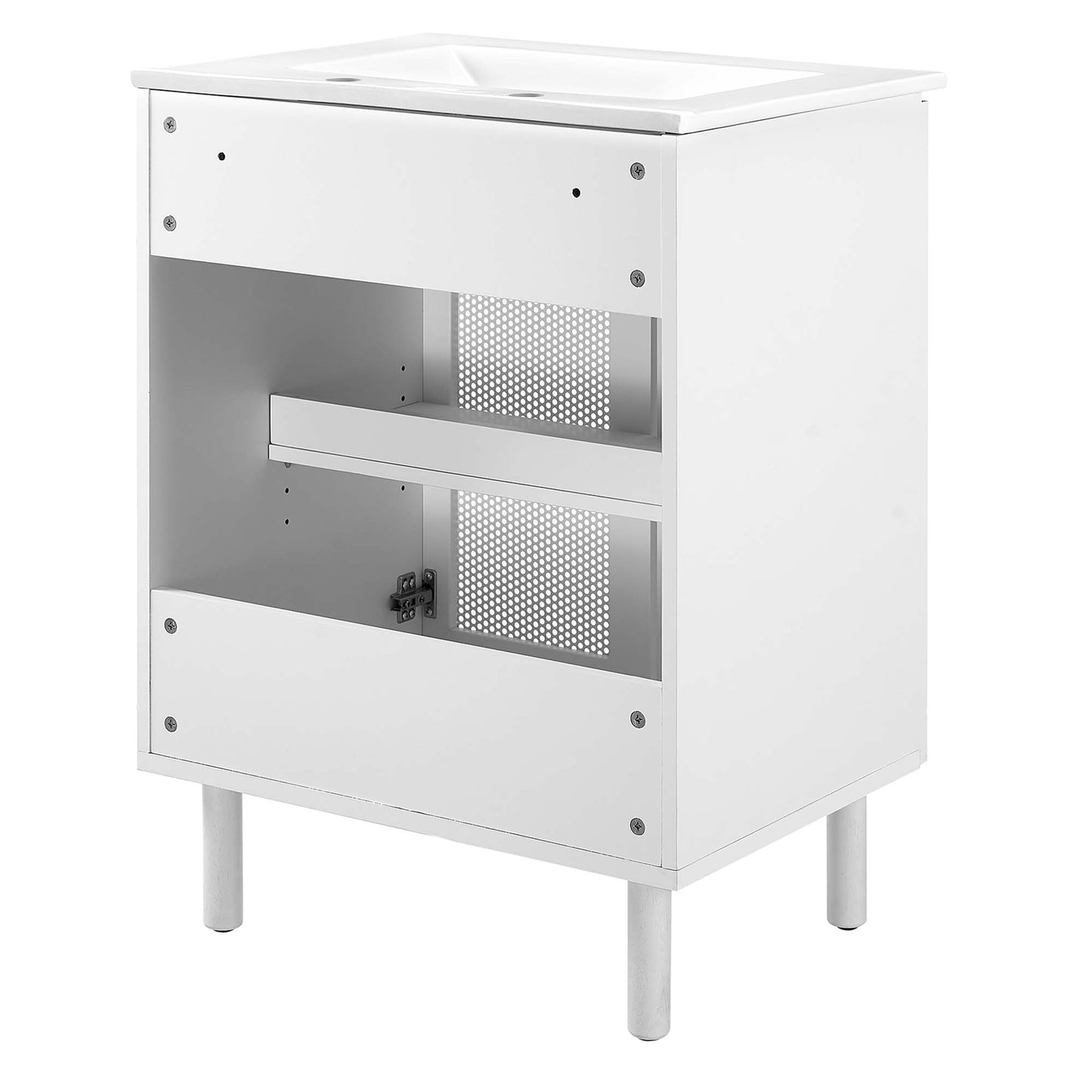Nash 24" Perforated Metal Bathroom Vanity in White White