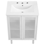 Nash 24" Perforated Metal Bathroom Vanity in White White