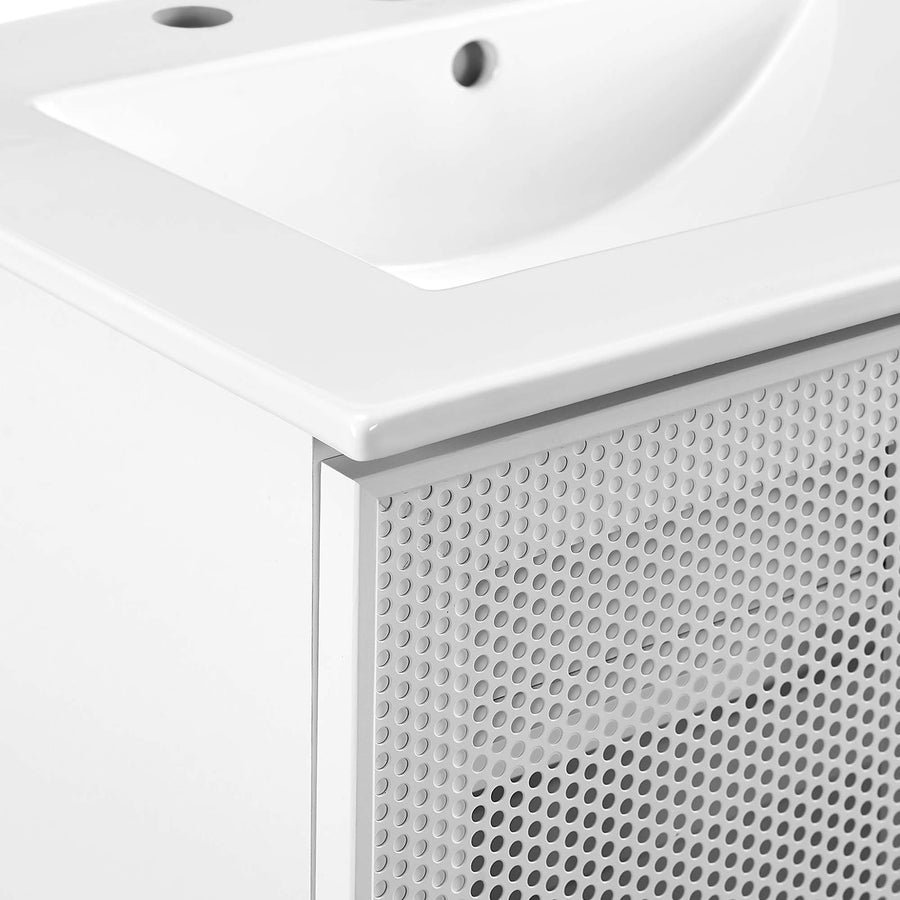 Nash 24" Perforated Metal Bathroom Vanity in White White