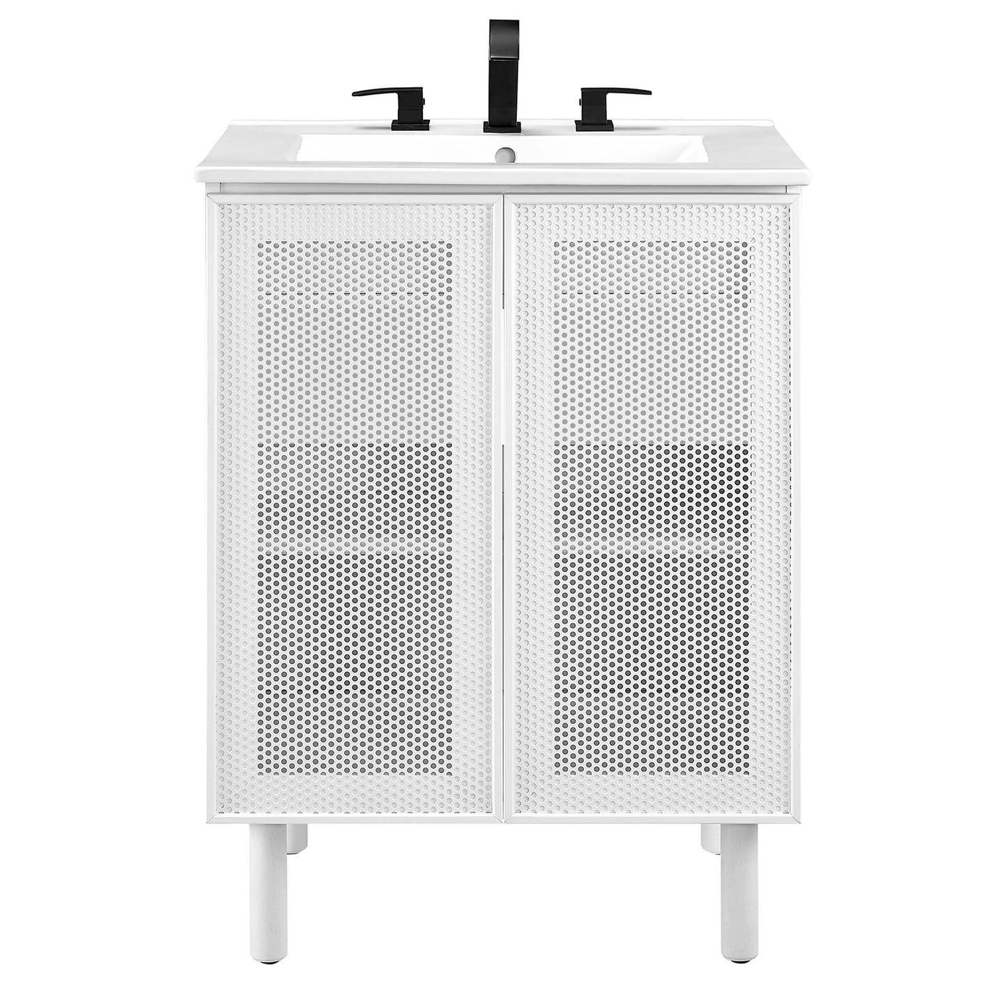 Nash 24" Perforated Metal Bathroom Vanity in White White