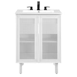 Nash 24" Perforated Metal Bathroom Vanity in White White