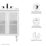 Nash 24" Perforated Metal Bathroom Vanity in White White