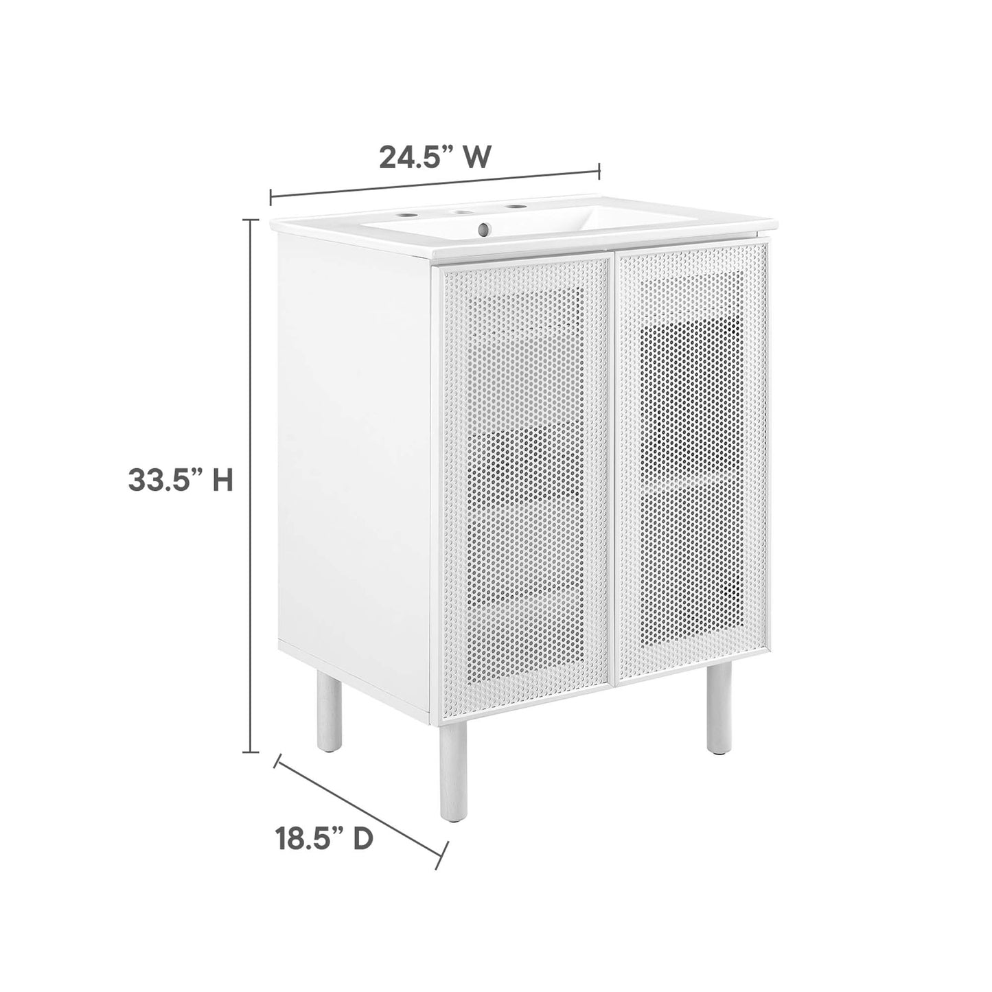 Nash 24" Perforated Metal Bathroom Vanity in White White