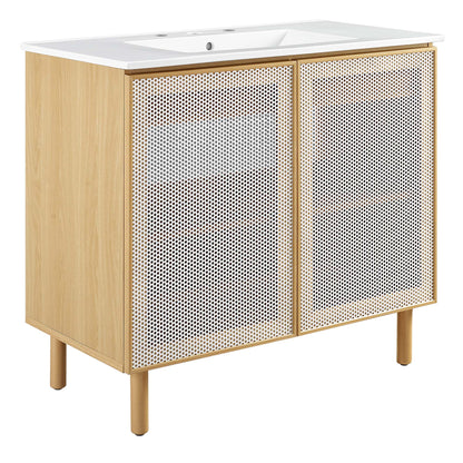Calla 36" Perforated Metal Bathroom Vanity by Furniture For America