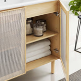 Nash 36" Perforated Metal Bathroom Vanity in White Oak
