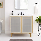 Nash 36" Perforated Metal Bathroom Vanity in White Oak