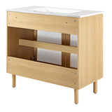 Nash 36" Perforated Metal Bathroom Vanity in White Oak