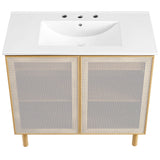 Nash 36" Perforated Metal Bathroom Vanity in White Oak