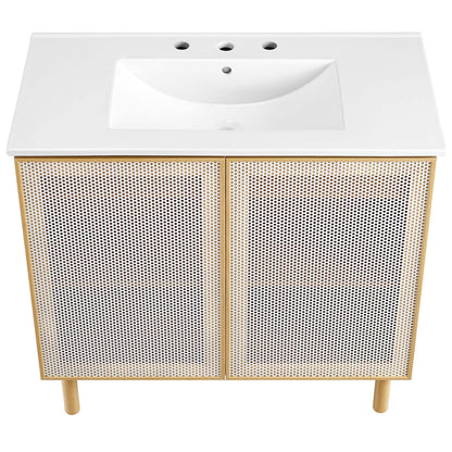 Calla 36" Perforated Metal Bathroom Vanity by Furniture For America