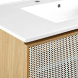 Nash 36" Perforated Metal Bathroom Vanity in White Oak