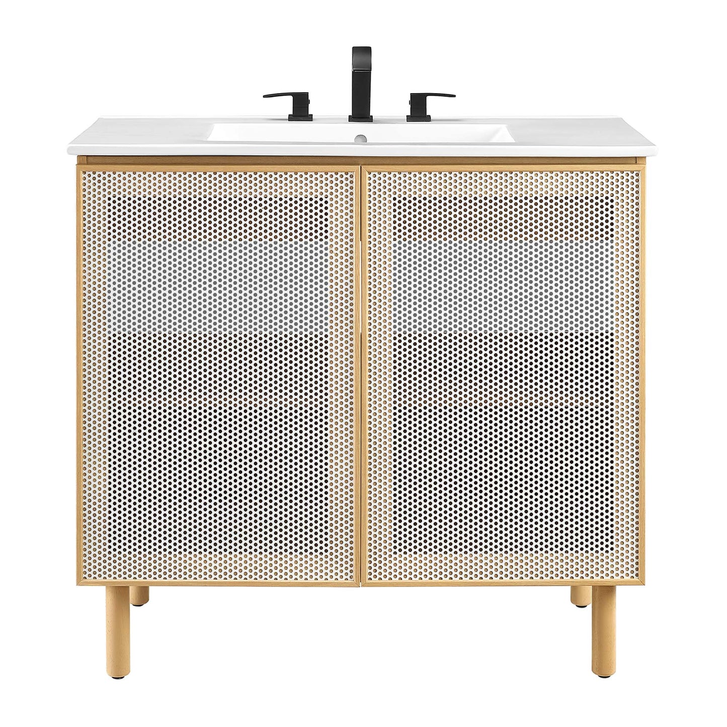 Calla 36" Perforated Metal Bathroom Vanity by Furniture For America