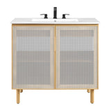 Nash 36" Perforated Metal Bathroom Vanity in White Oak