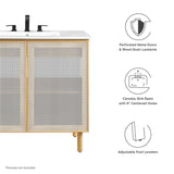 Nash 36" Perforated Metal Bathroom Vanity in White Oak