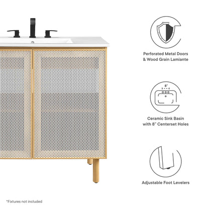 Calla 36" Perforated Metal Bathroom Vanity by Furniture For America