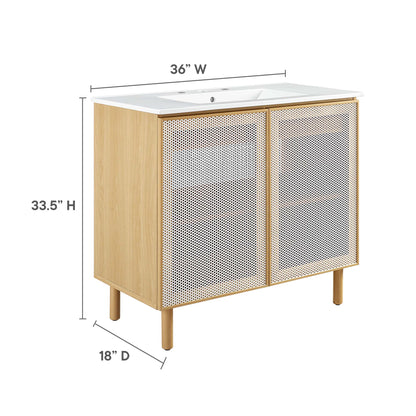 Calla 36" Perforated Metal Bathroom Vanity by Furniture For America