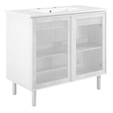 Nash 36" Perforated Metal Bathroom Vanity in White White