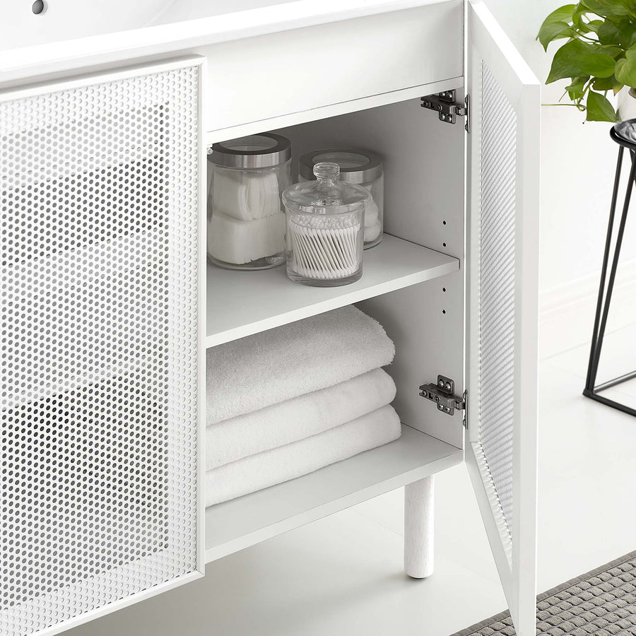 Nash 36" Perforated Metal Bathroom Vanity in White White