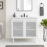Nash 36" Perforated Metal Bathroom Vanity in White White