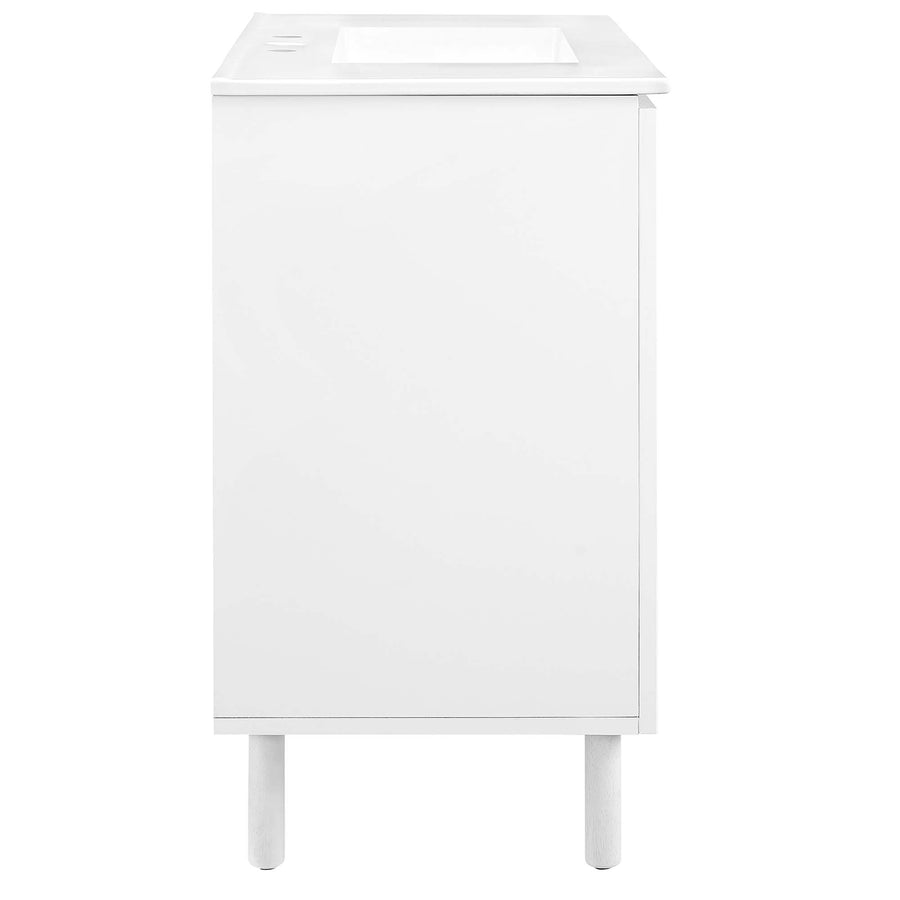 Nash 36" Perforated Metal Bathroom Vanity in White White