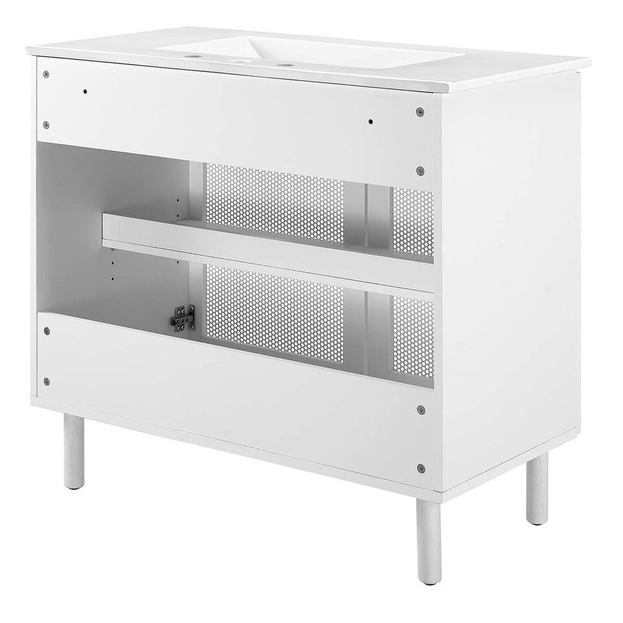 Nash 36" Perforated Metal Bathroom Vanity in White White