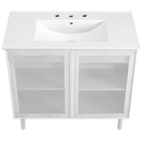 Nash 36" Perforated Metal Bathroom Vanity in White White