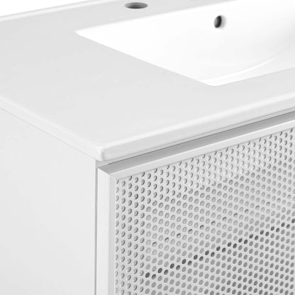 Calla 36" Perforated Metal Bathroom Vanity by Furniture For America
