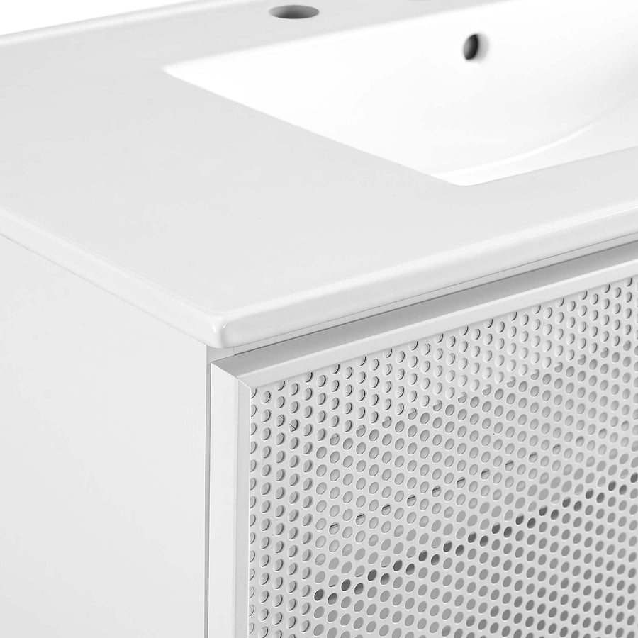 Nash 36" Perforated Metal Bathroom Vanity in White White