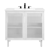 Nash 36" Perforated Metal Bathroom Vanity in White White