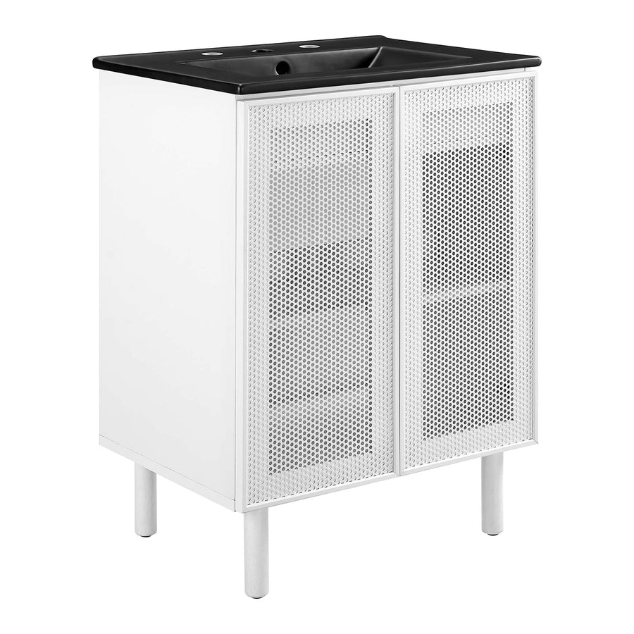 Nash 24" Perforated Metal Bathroom Vanity in Black White