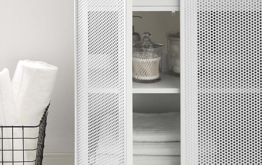 Nash 24" Perforated Metal Bathroom Vanity in Black White